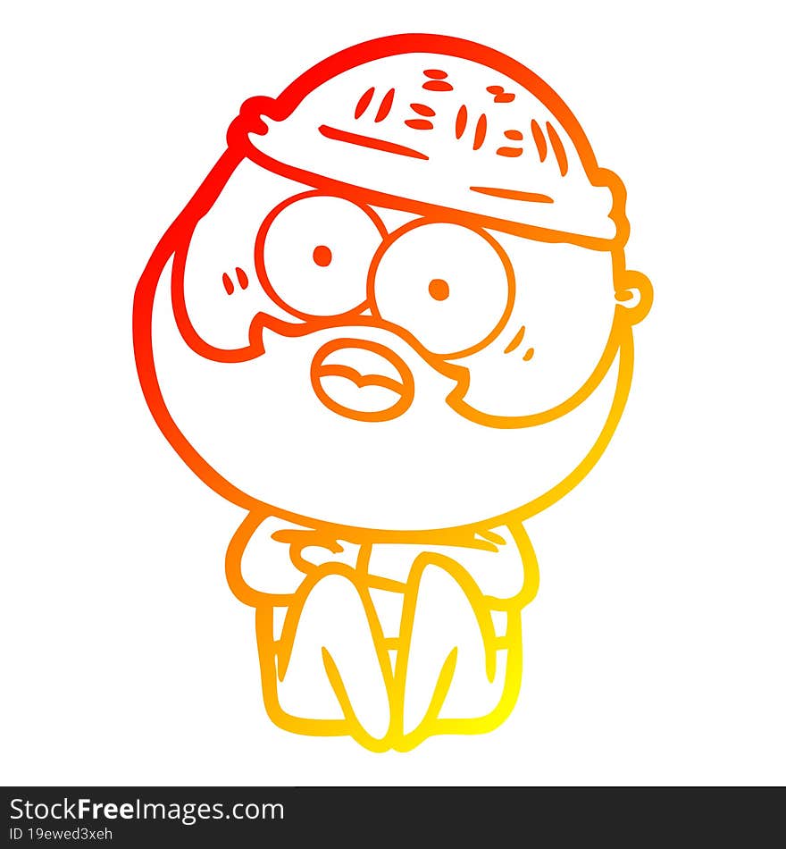 warm gradient line drawing cartoon surprised bearded man