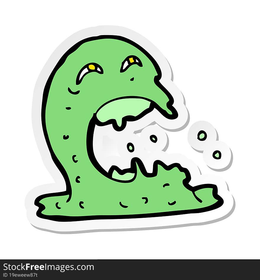 Sticker Of A Cartoon Gross Ghost