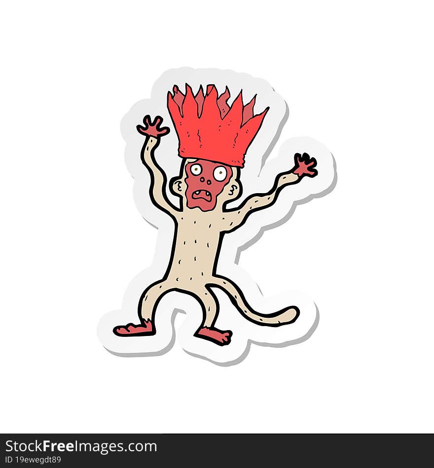 sticker of a cartoon frightened monkey