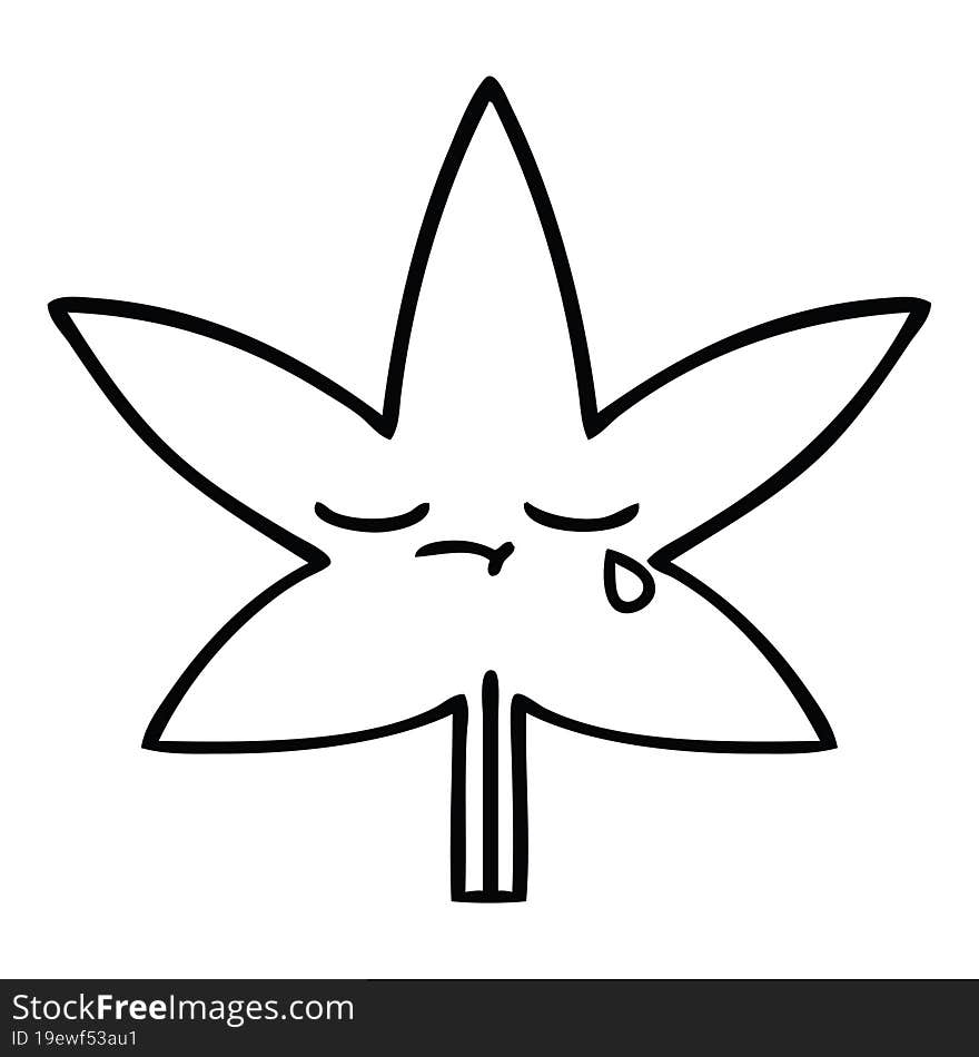 Line Drawing Cartoon Marijuana Leaf