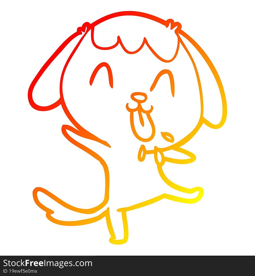 Warm Gradient Line Drawing Cute Cartoon Dog