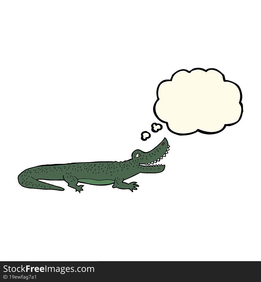 cartoon happy crocodile with thought bubble