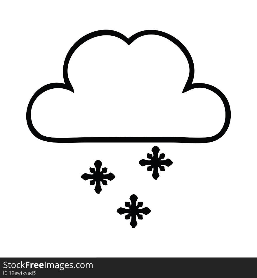 Line Drawing Cartoon Storm Snow Cloud