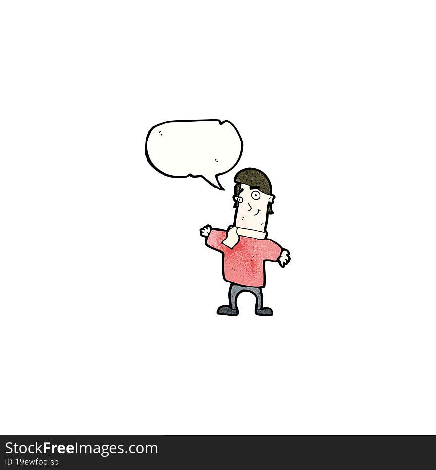 Cartoon Friendly Man With Speech Bubble