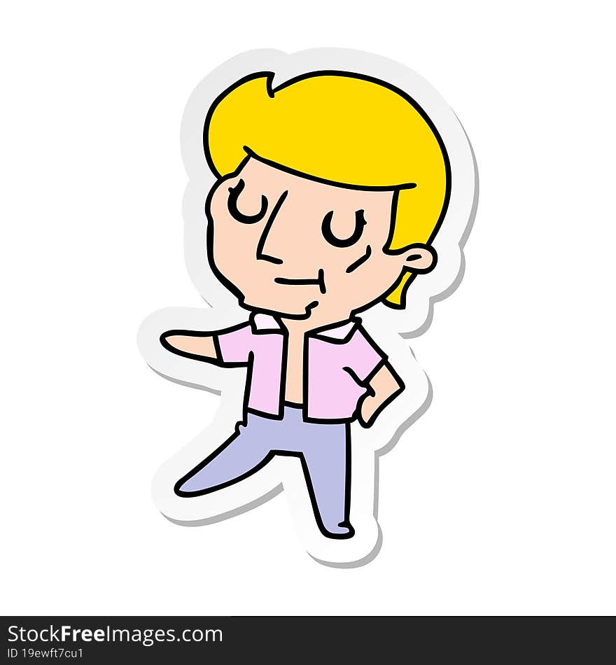 Sticker Cartoon Of Kawaii Older Man