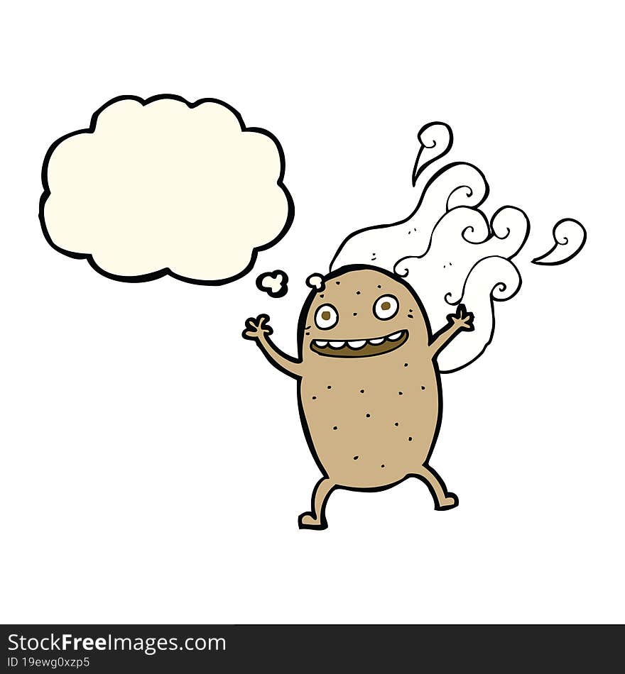 cartoon happy potato with thought bubble