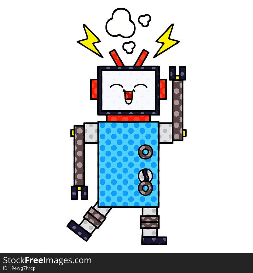 comic book style cartoon of a robot