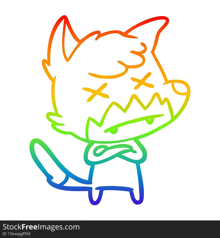 rainbow gradient line drawing cartoon dead fox