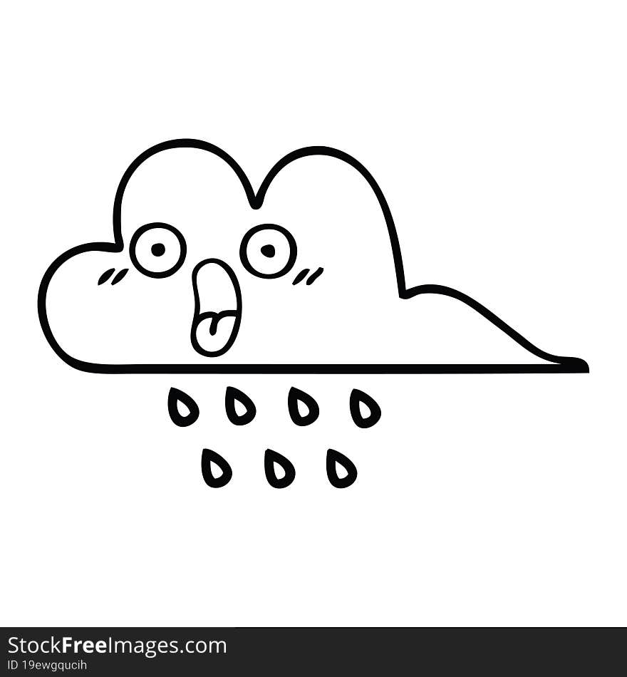 line drawing cartoon storm rain cloud