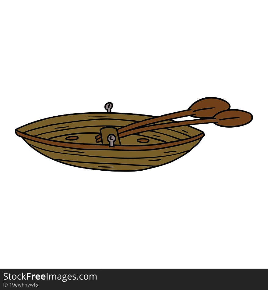 Cartoon Doodle Of A Wooden Boat