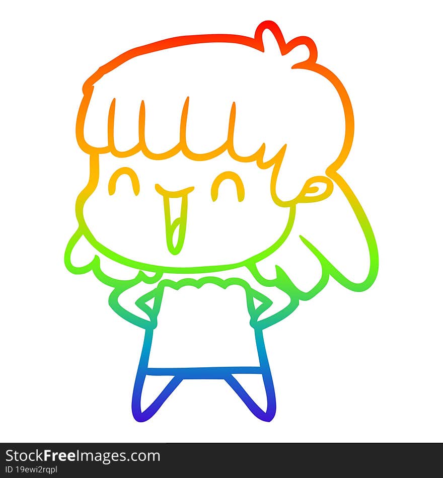 rainbow gradient line drawing of a cartoon woman