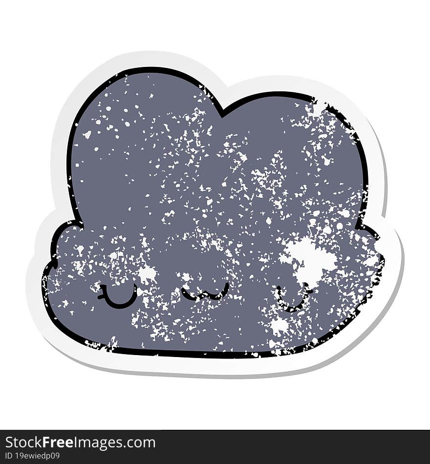 Distressed Sticker Of A Cute Cartoon Cloud