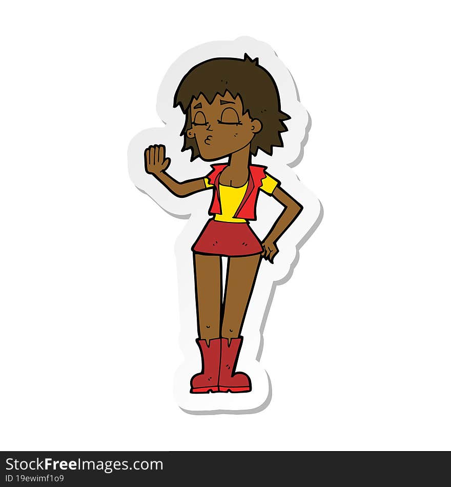 Sticker Of A Cartoon Cool Girl