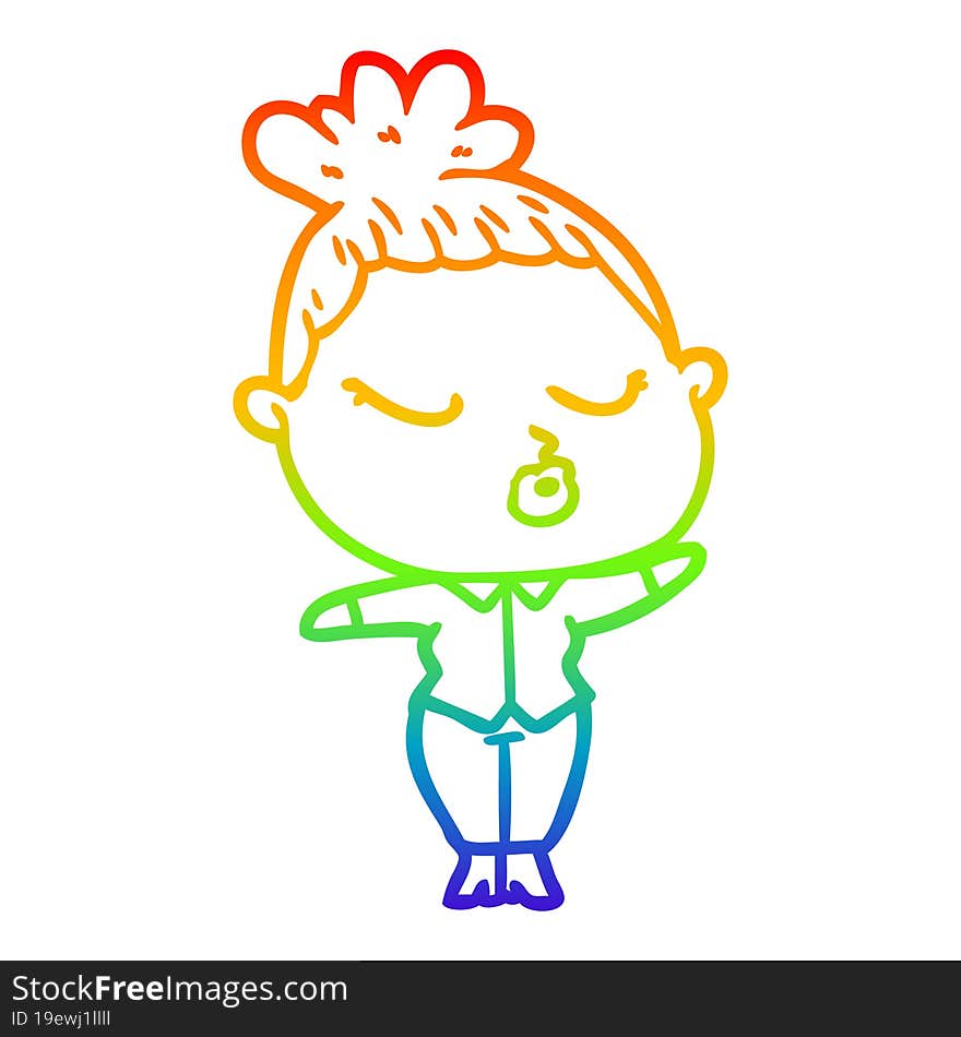 rainbow gradient line drawing cartoon calm woman