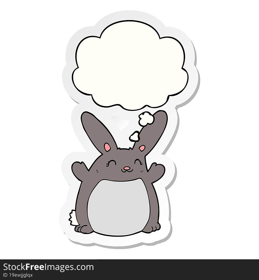 cartoon rabbit with thought bubble as a printed sticker