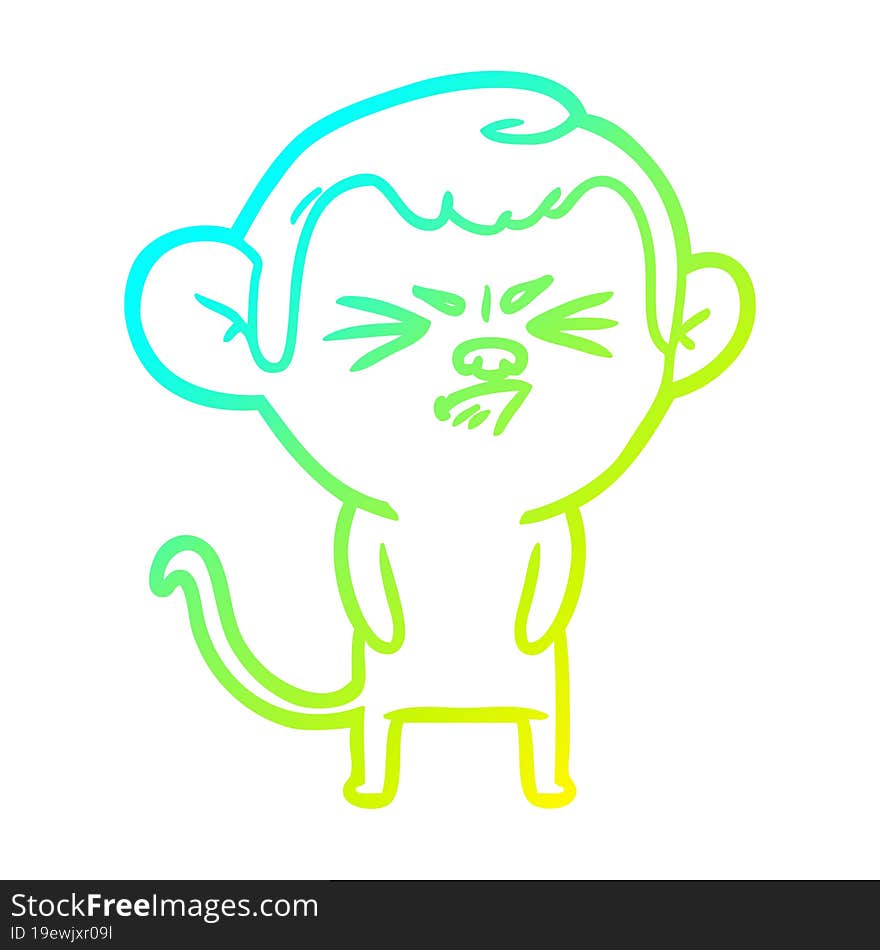 cold gradient line drawing cartoon annoyed monkey