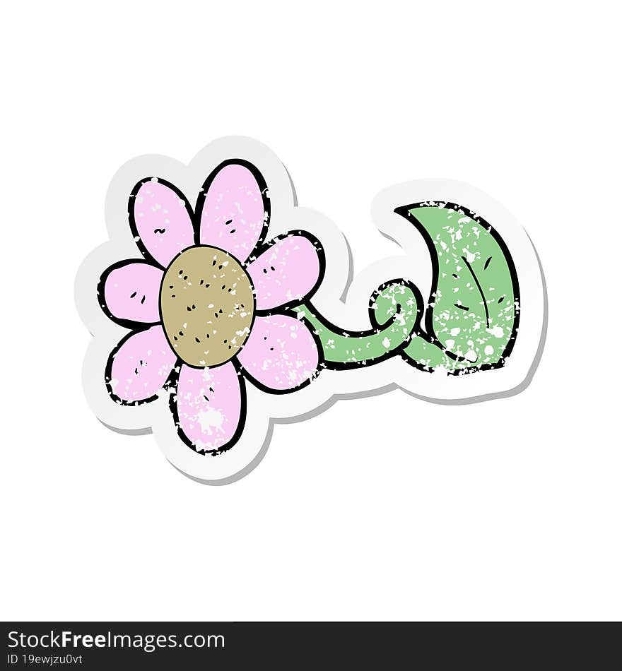 retro distressed sticker of a cartoon flower