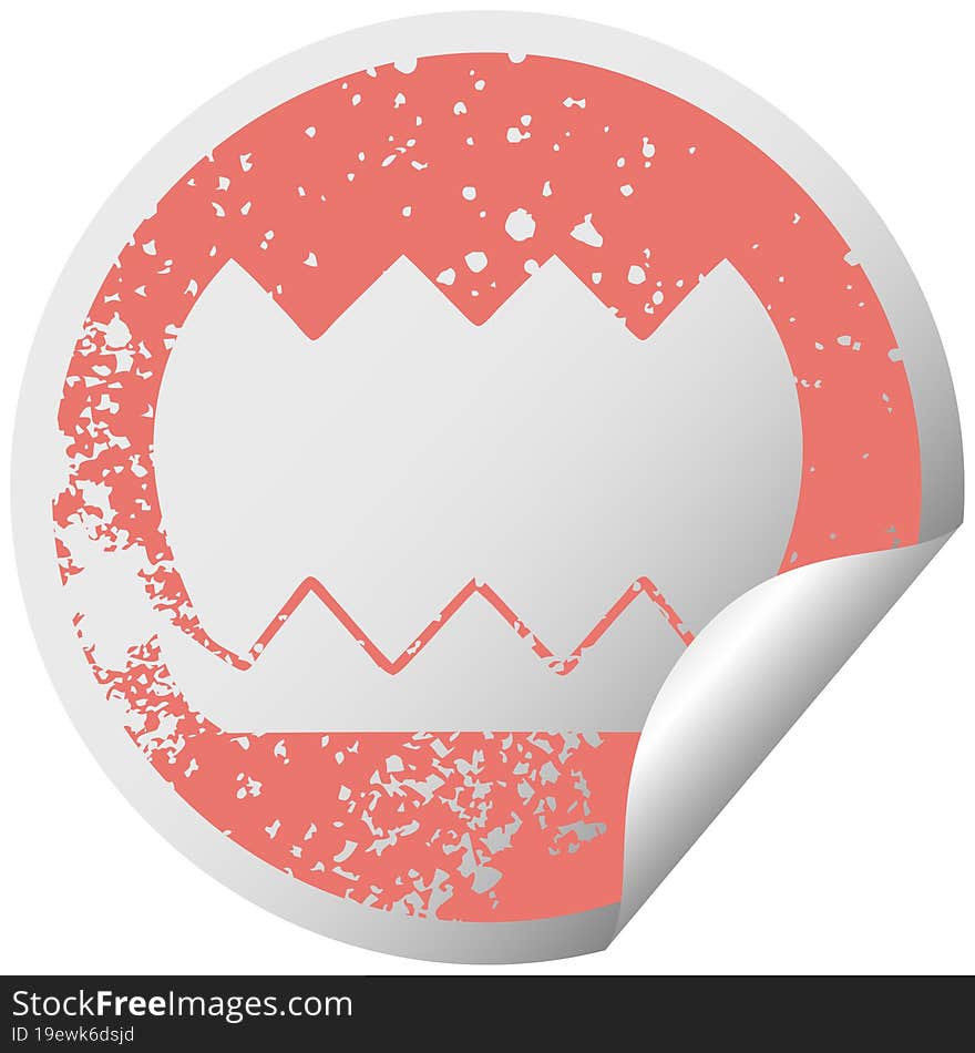 distressed circular peeling sticker symbol flower