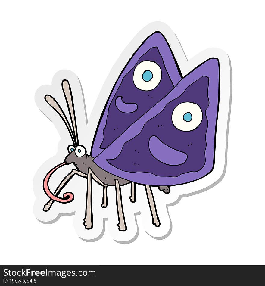 Sticker Of A Cartoon Funny Butterfly