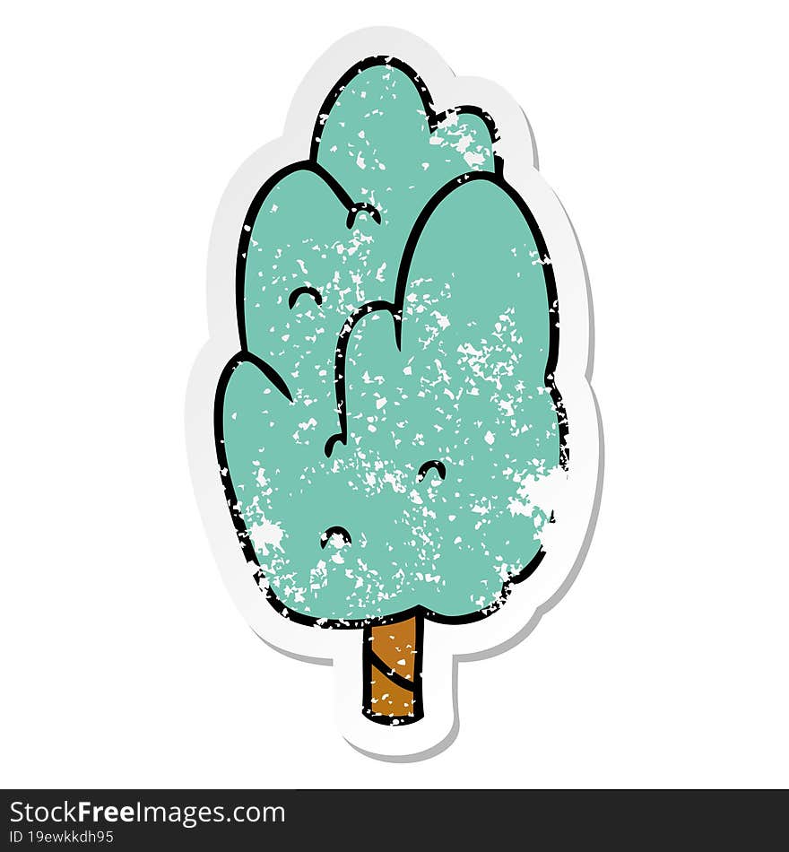 distressed sticker cartoon doodle single green tree