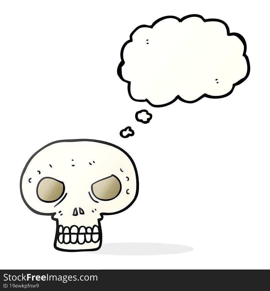 freehand drawn thought bubble cartoon skull