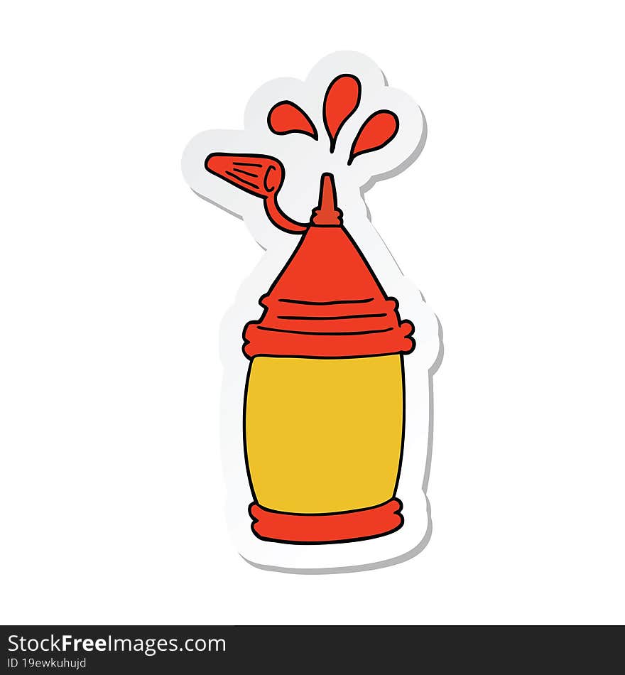 Sticker Of A Cartoon Ketchup Bottle