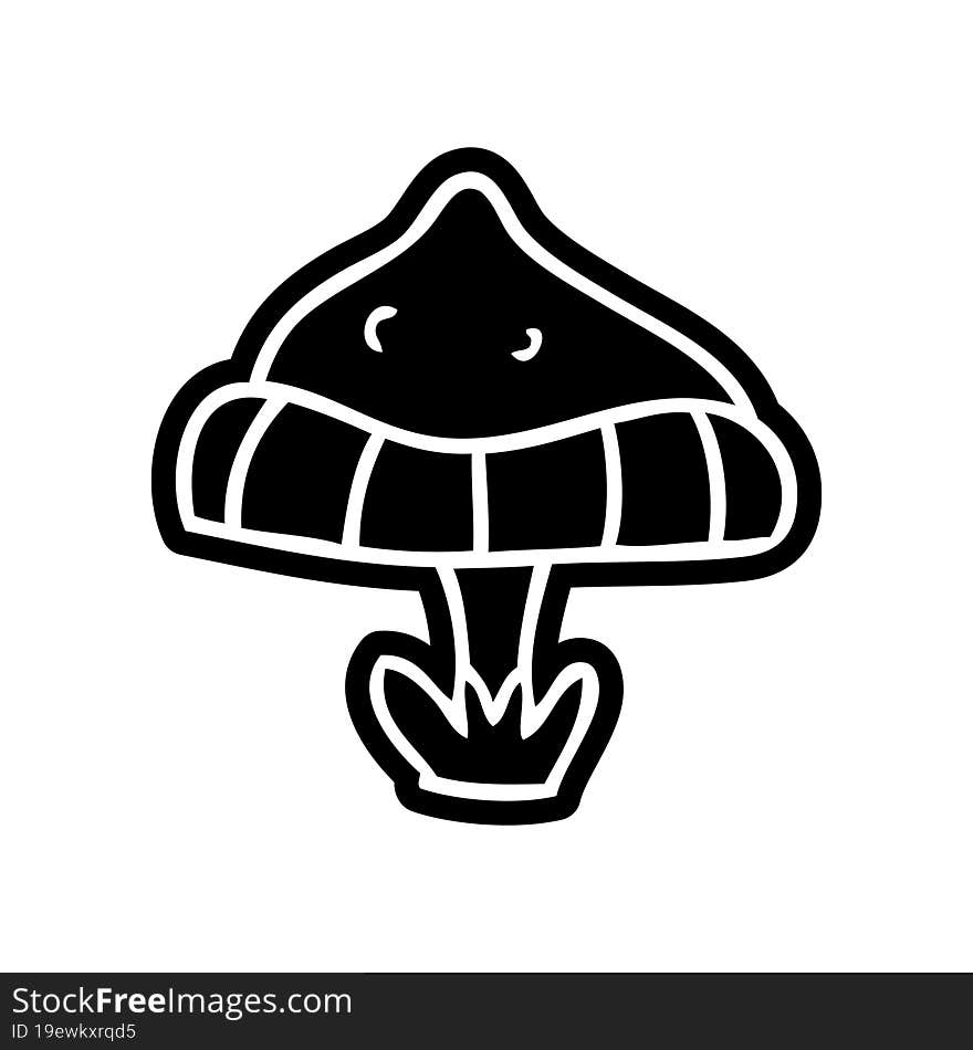 cartoon icon of a single toadstool. cartoon icon of a single toadstool