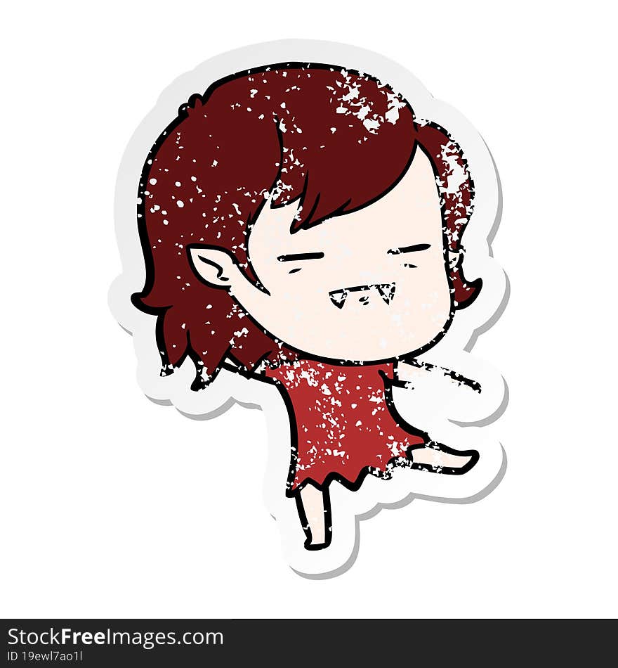 distressed sticker of a cartoon undead vampire girl