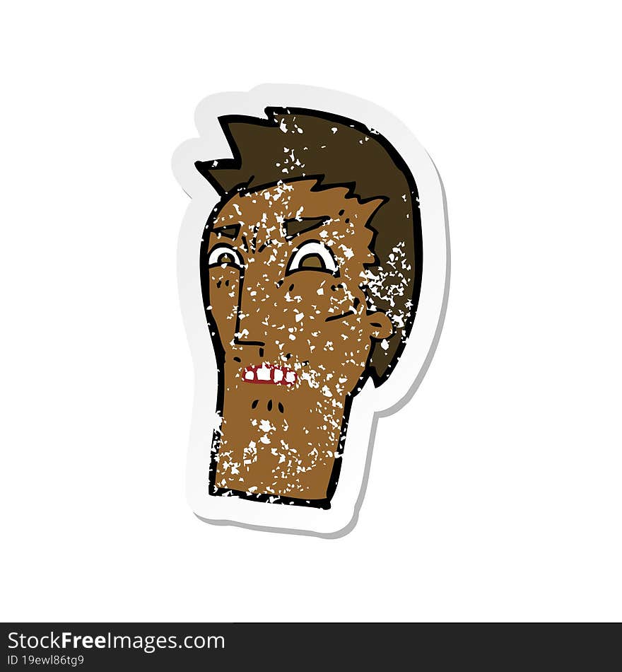 retro distressed sticker of a cartoon angry face