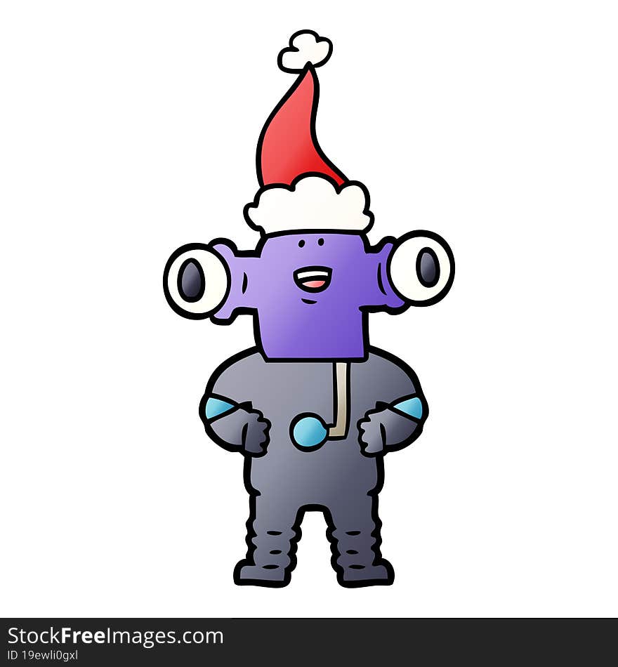 friendly gradient cartoon of a alien wearing santa hat