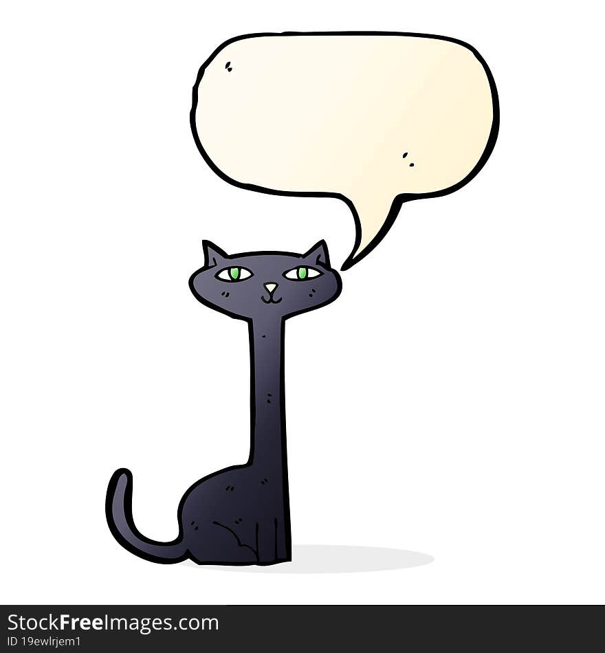 cartoon black cat with speech bubble