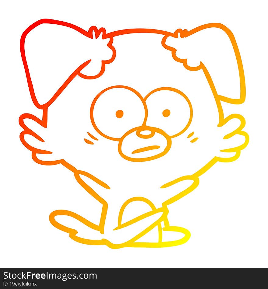 warm gradient line drawing nervous dog cartoon