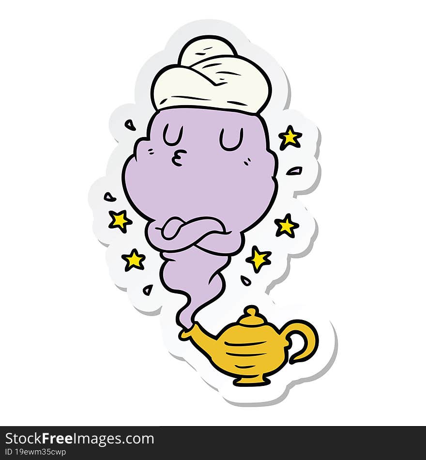 sticker of a cartoon genie