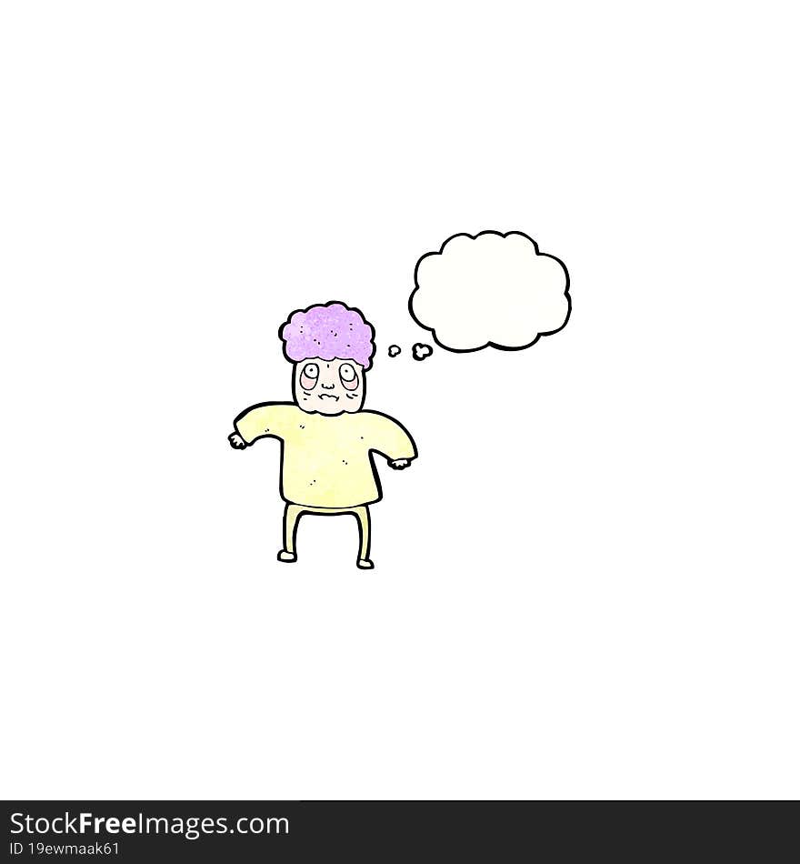 Cartoon Old Woman With Thought Bubble