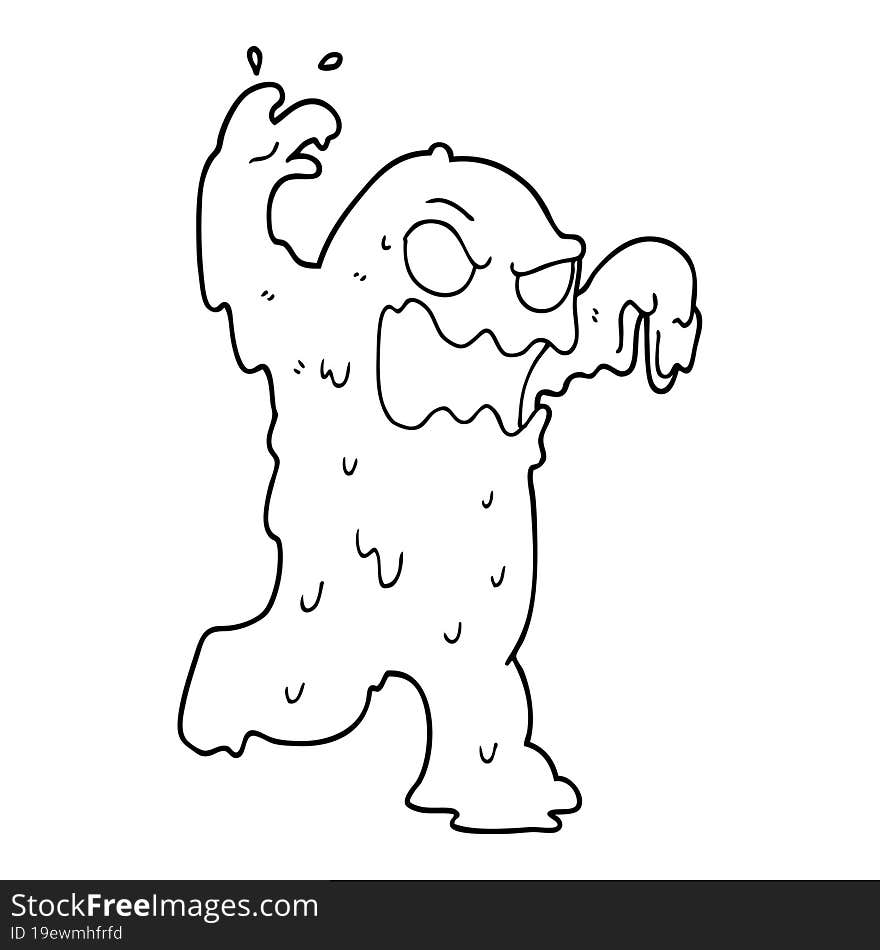 Line Drawing Cartoon Slime Monster