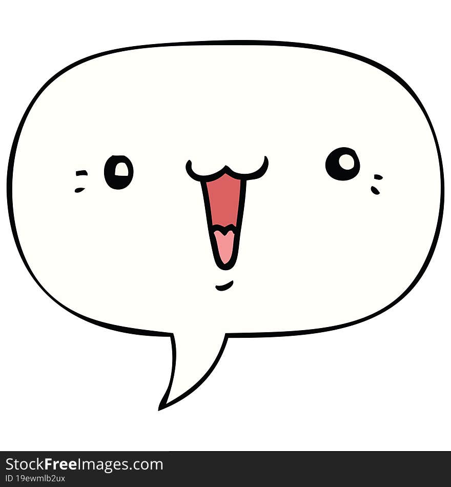 cute cartoon face with speech bubble. cute cartoon face with speech bubble