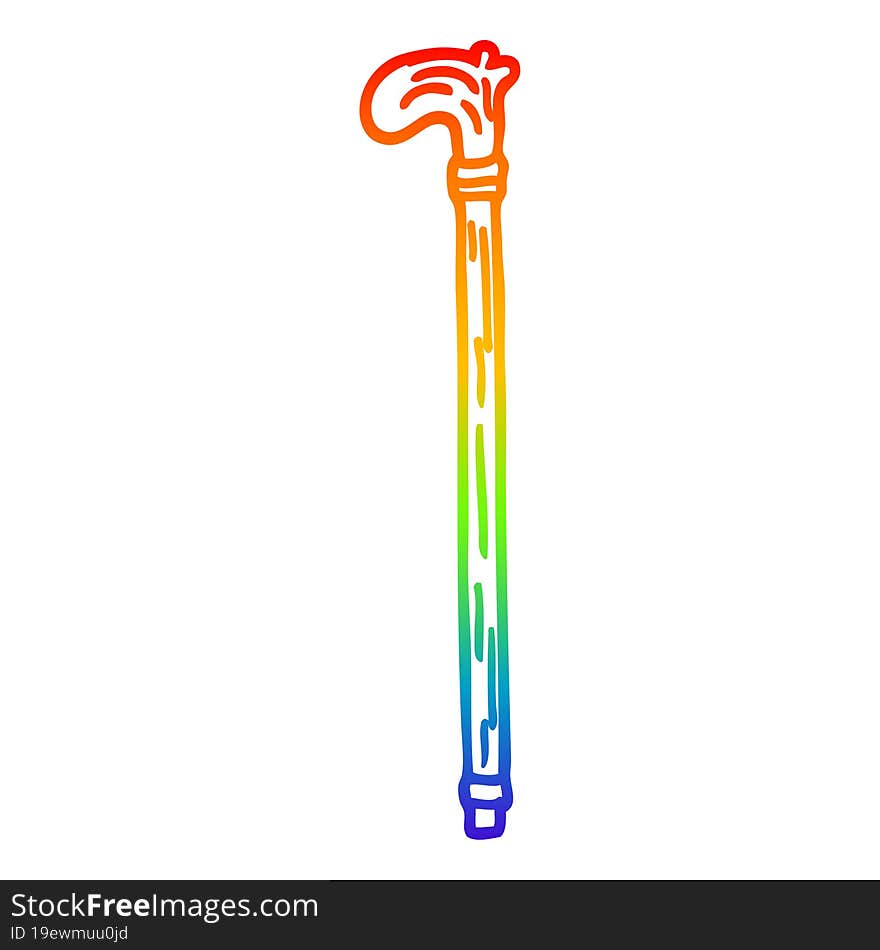 rainbow gradient line drawing cartoon walking stick