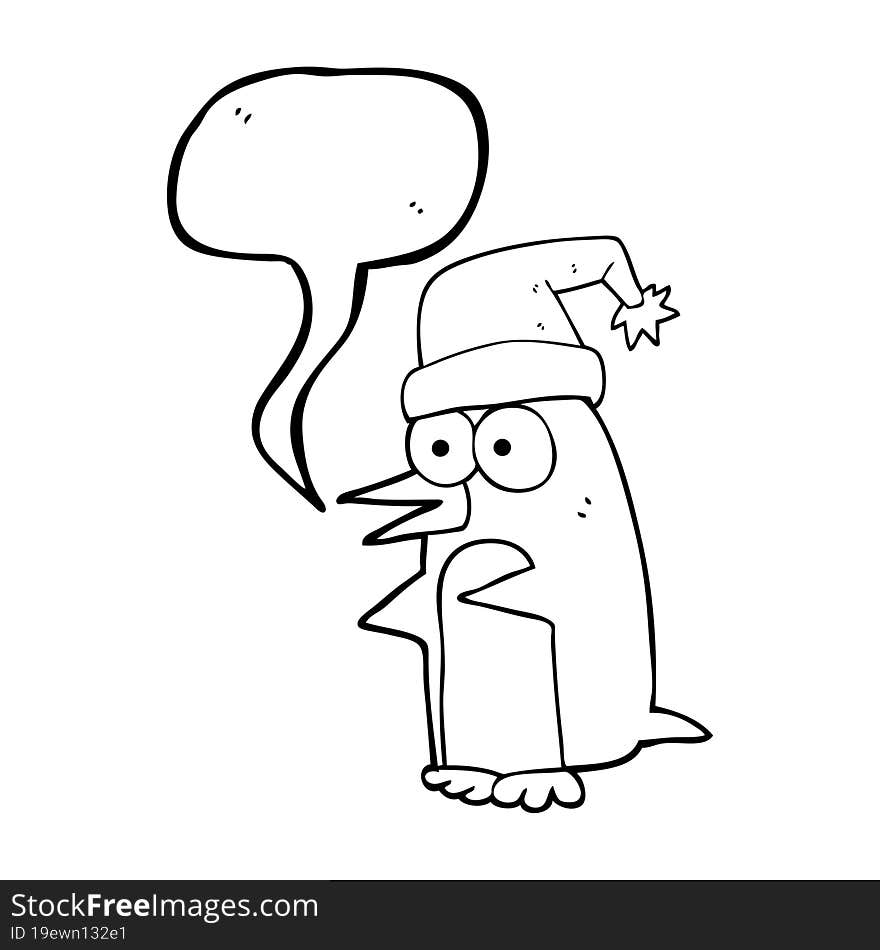 speech bubble cartoon christmas penguin