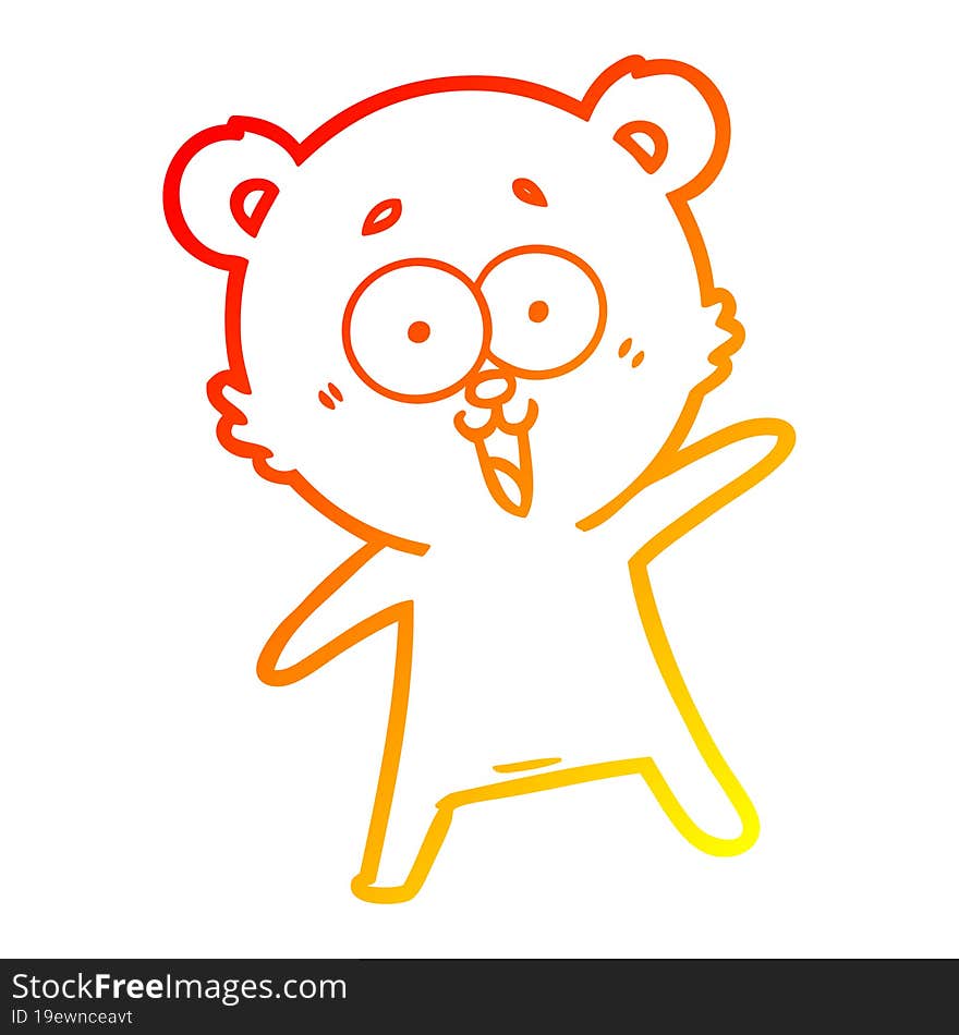 warm gradient line drawing laughing teddy  bear cartoon