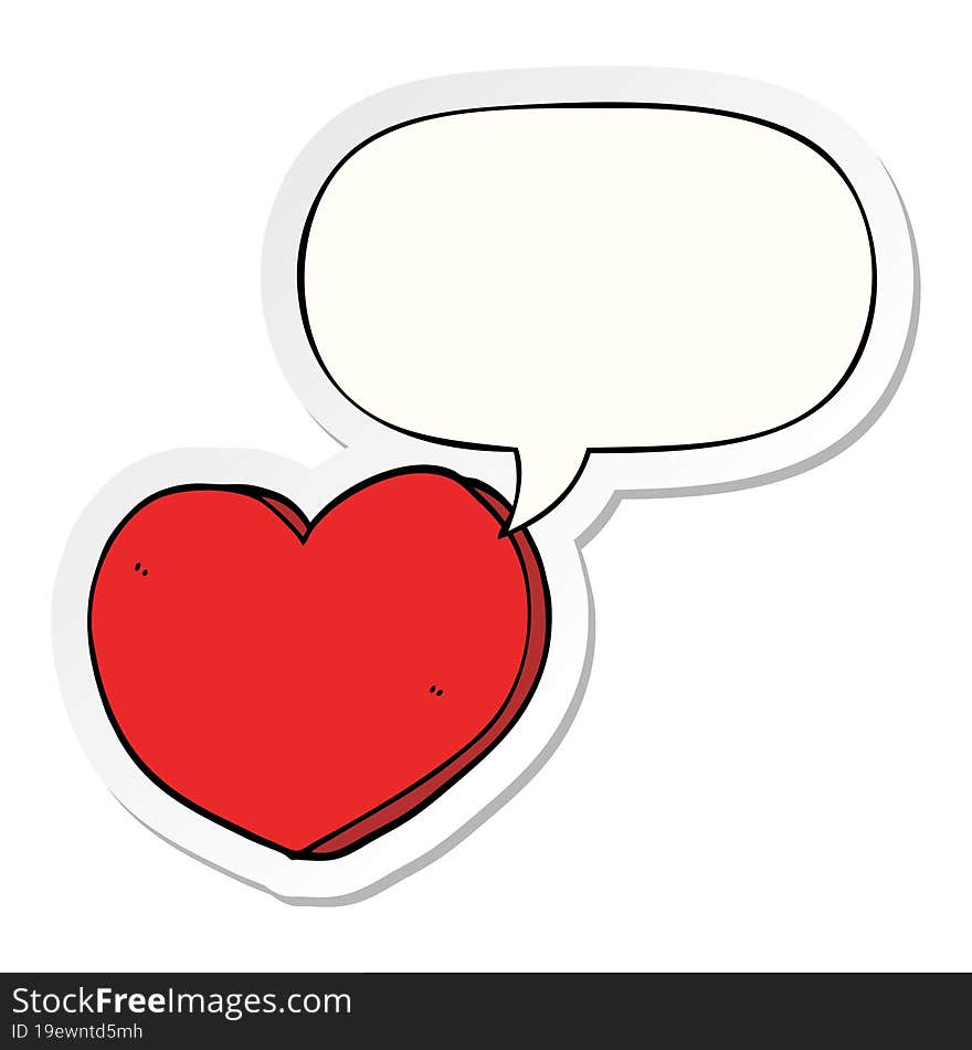 cartoon love heart with speech bubble sticker