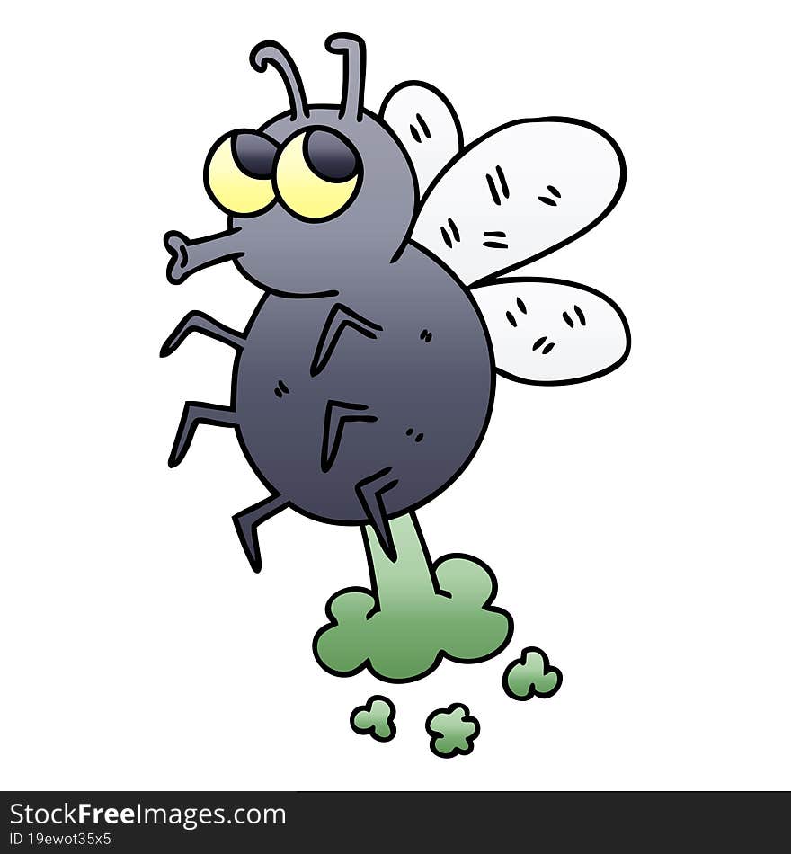 gradient shaded quirky cartoon fly. gradient shaded quirky cartoon fly