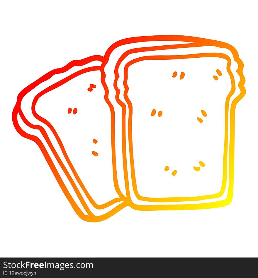 warm gradient line drawing of a cartoon toast