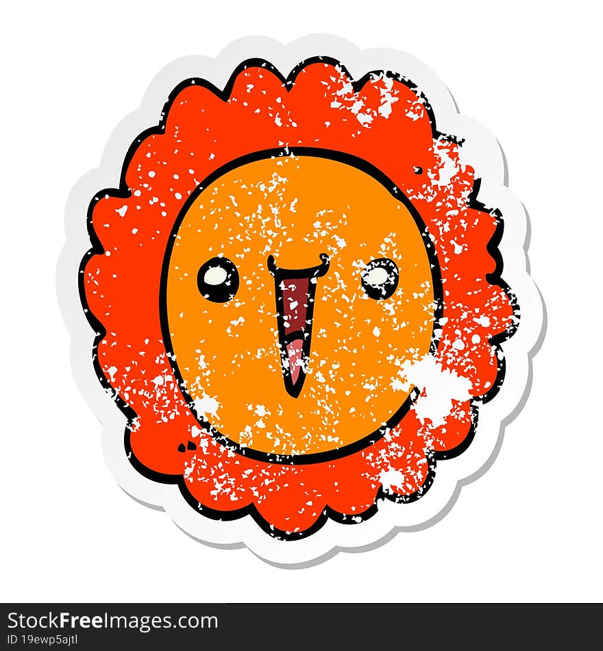 distressed sticker of a cartoon sunflower