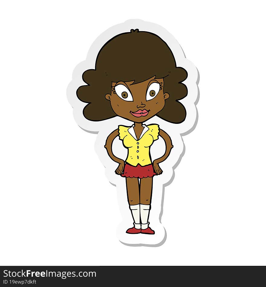 Sticker Of A Cartoon Pretty Woman