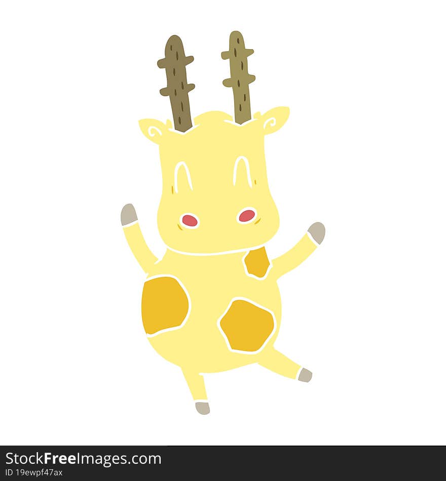 cute flat color style cartoon giraffe