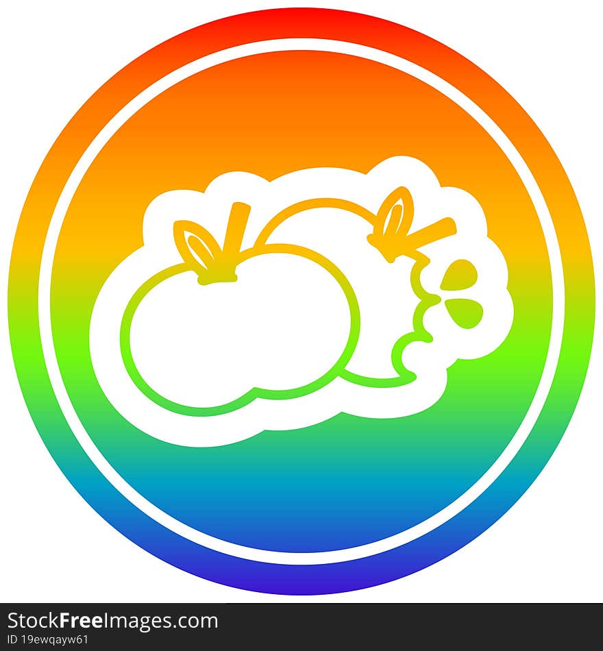 bitten apples circular in rainbow spectrum