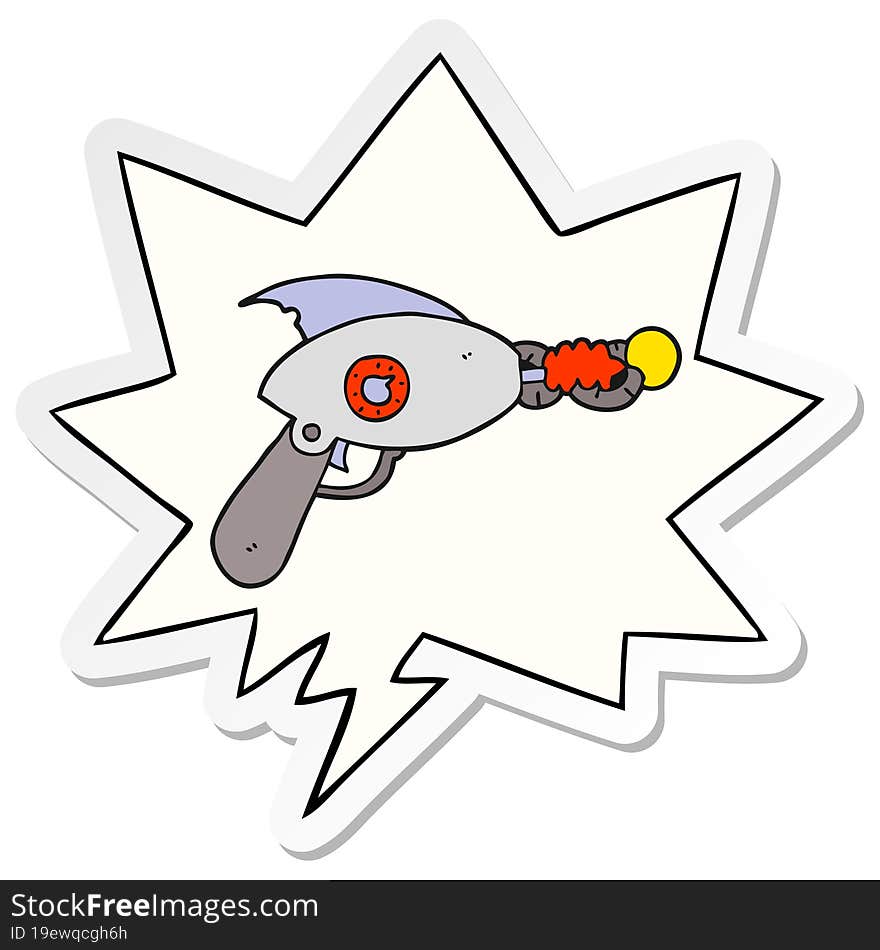 cartoon ray gun and speech bubble sticker