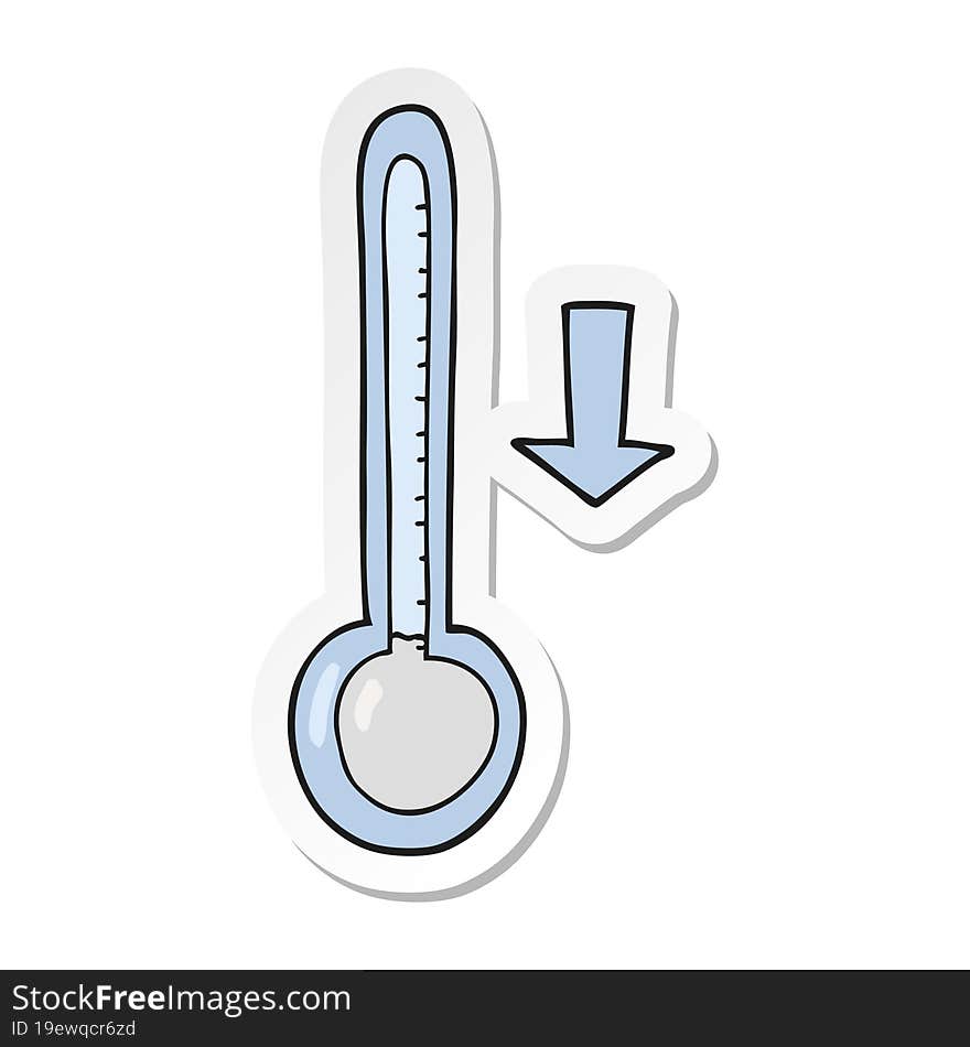 sticker of a cartoon dropping temperature