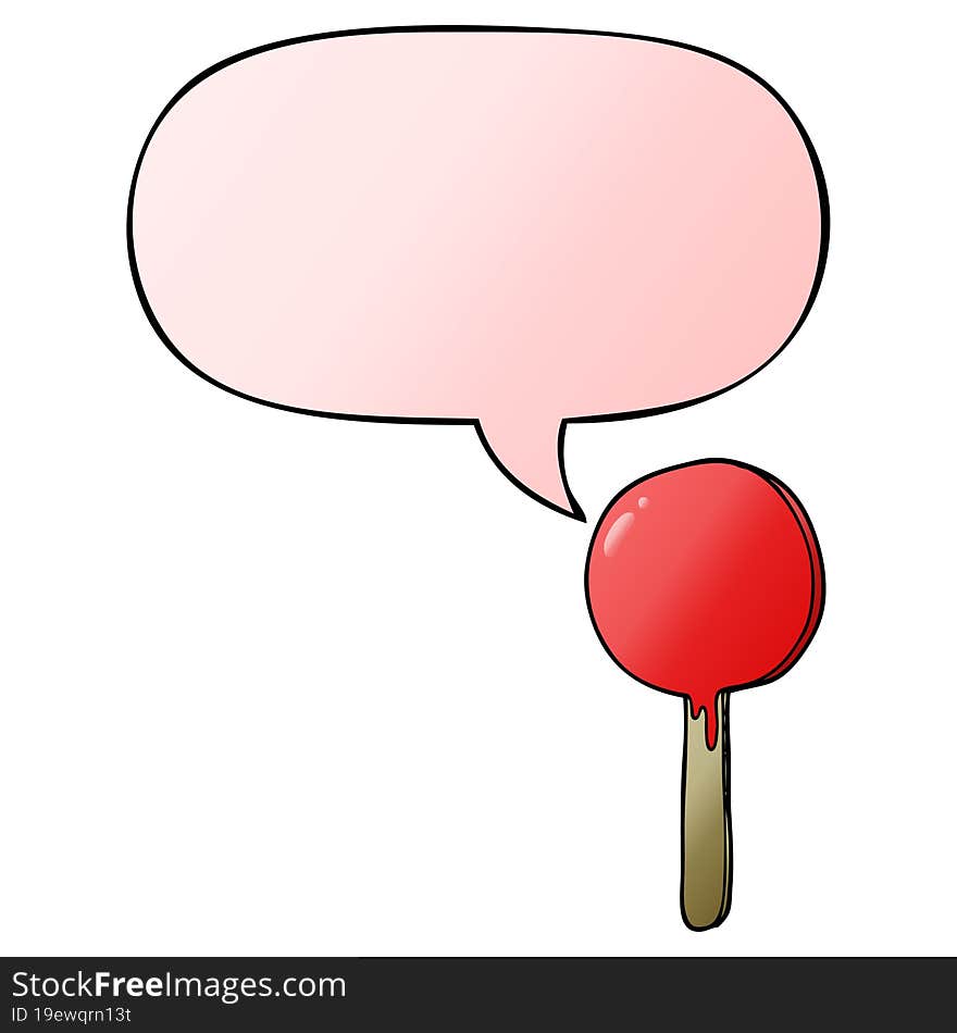 cartoon lollipop and speech bubble in smooth gradient style