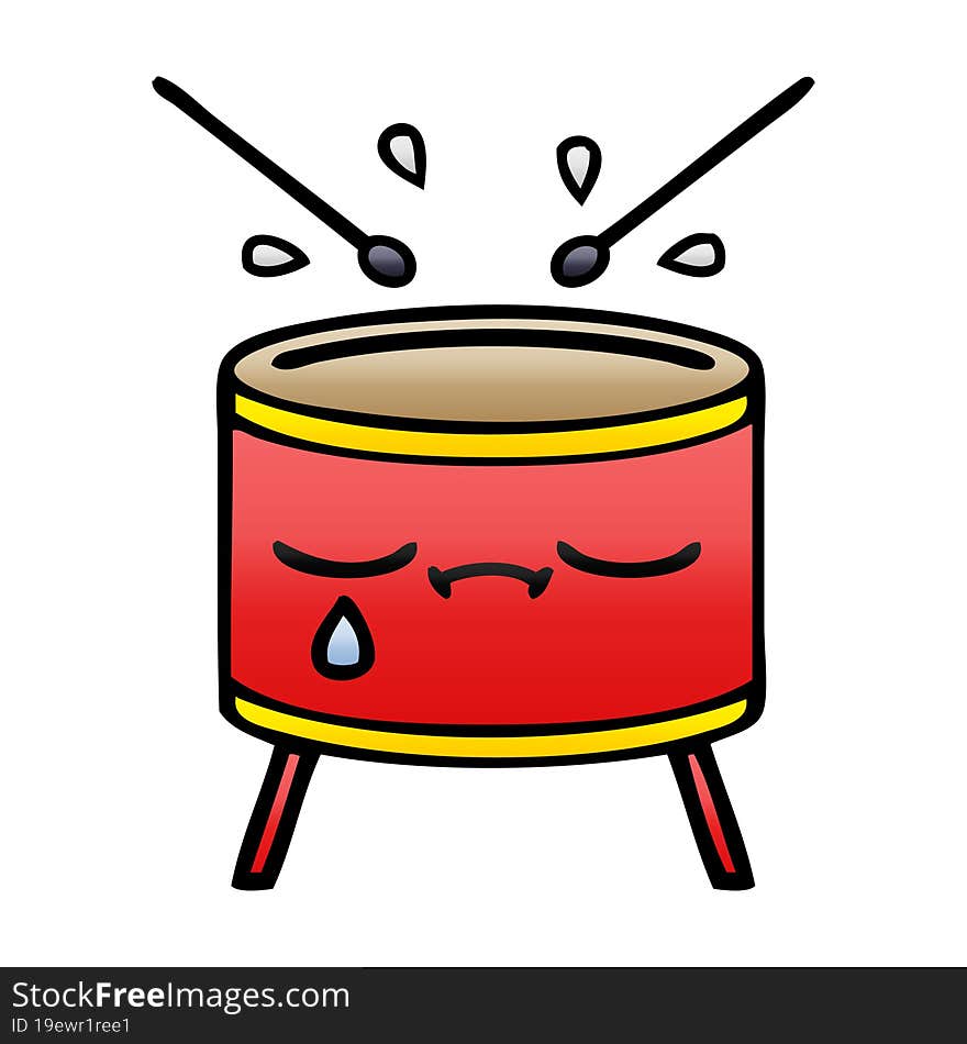 gradient shaded cartoon of a sad drum